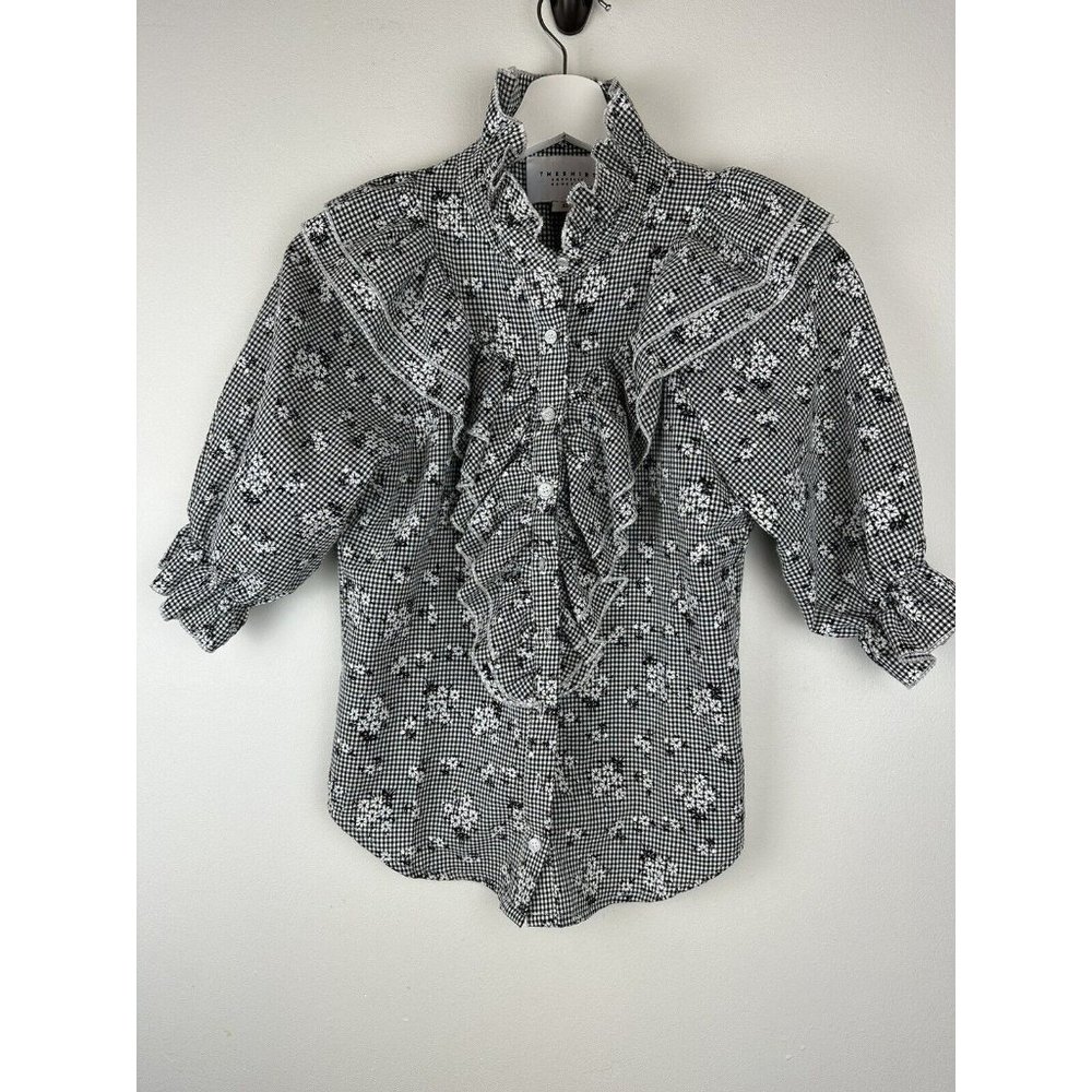 Tuckernuck The Shirt Rochelle Behrens Black Gingham Button Shirt size XS Prairie
